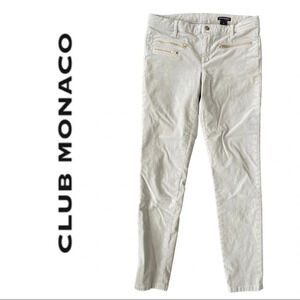 Club Monaco  Skinny Pant Corduroy Front Zipper Pockets Light Gray Size 8